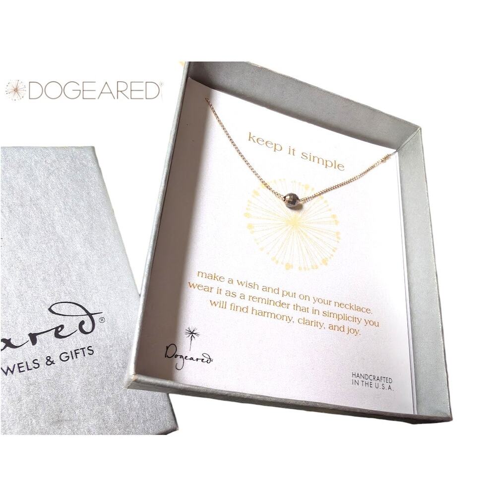 Dogeared “Keep It Simple” Gold-Dipped Faceted Bead Necklace – NWT with Gift Box